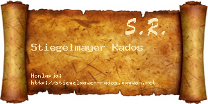 Stiegelmayer Rados névjegykártya